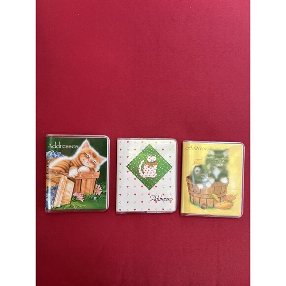 Lot of 3 Vintage Cat Address Books Pocket Size Kittens Retro -Gift - Picture 1 of 7